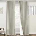 PANELSBURG 102 Inch Long Curtains,Modern Farmhouse Curtains 102 Inch Length for Living Room,Linen Textured Blackout Thermal Window Curtain Drapes 2 Panels Set,Oatmeal Beige