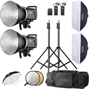 Godox Studio Flash Kit for Photography, 600W Studio Strobe Light Set with Bowens Mount, 2.4G X System MS300 Monolights, Flash Trigger, Softbox, Tripod Stands, Reflector Storage Bag, Umbrella