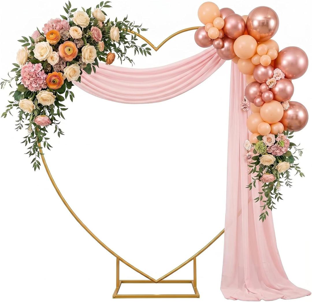 Arttown 6.6 FT Heart Arch Stand Gold Heart Shaped Wedding Arch Frame Wedding Arch Photo Backdrop Stand Suitable for Proposal, Wedding, Valentines Day, Bridal, Birthday Party Decorations