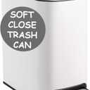 Homie Soft Close, Slim Trash Can 6 Liter / 1.6 Gallon with Anti - Bag Slip Liner and Lid, Use as Mini Garbage Basket, Slim Dust Bin, or Decor in Bathroom, Restroom, Kitchen, or Bedroom (Matte White)
