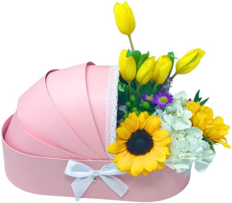 UNIKPACKAGING Premium Quality European Style Gender Reveal Gift Basket Its a Boy/Girl Floral Box for Luxury Style Flower Arrangements (Pink)