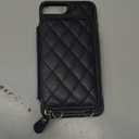 Bocasal Crossbody Wallet Case for iPhone 7/8 Plus, RFID Blocking PU Leather Zipper Handbag Purse Flip Cover, Kickstand Folio Case with Card Slots Holder Wrist Strap Lanyard 5.5 Inch (Black)