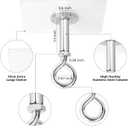 Adhesive Ceiling Hooks 4 Pack, Hold 25lbs, Extra Heavy Duty for Hanging Plants, Adhesive Stick On Outdoor Ceiling Hanger, No Drill & No Screw Stainless Steel Sticky Eyes Hooks