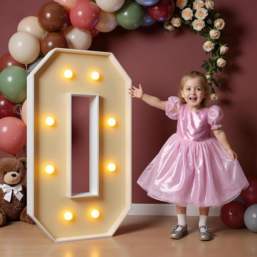 imprsv 3FT Light Up Numbers, Marquee Numbers 0 for Birthday and Anniversary Party Decorations, Large Light Up 0, Pre-Cut Foam Board Kit