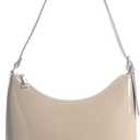 HOXIS Minimalist Faux Patent Leather Shoulder Bag Shiny Women Purse Y2K Style (Nude)