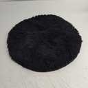HOMEIDEAS Round Bathroom Rug, Luxury Chenille Shaggy Extra Soft and Absorbent Non Slip Machine Washable Bath Mat (Black, 2 Ft)