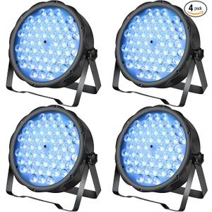 BETOPPER LED Par Lights 54 x 1.5W, RGB Stage Lights DMX DJ Lighting Sound Activated with Stand, Strobe Light & Wash Par Lighting DMX for Parties, Church, Wedding, Bars, 4 Pack