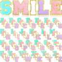 Jutom 104 Pcs Chenille Letter Patches Iron on Letters Patches Self Adhesive Chenille Embroidered Patch for Clothing(Classic,Pink, Sky Blue)