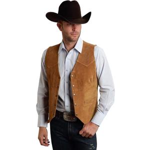 Men's Suede Leather Vest Vintage Cowboy Style Sleeveless Jacket Slim Fit Wedding Waistcoats 2XL