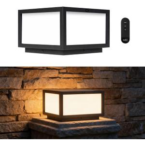 SkyGlow Solar Column Light, Stainless Steel LED IP55 Waterproof 10x10 Outdoor Pillar Lighting, Exterior Column Lamp Lanterns, Luxury Modern Post Cap Lights for Gate, Wall, Deck, Fence, Mail Box