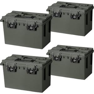 Sheffield 12765 XL Storage Bins With Lids, 4-Pack Stackable Storage Bins, Made in USA, Lockable and Water-Resistant Containers with Lids, Plastic Containers for Home, Classroom, and Dorm
