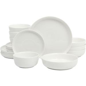 Gibson Home Oslo Porcelain Chip and Scratch Resistant Dinnerware Set, Service for 4 (16pcs), Ceramic Plates and Bowls Dishes Sets, White - Microwave and Dishwasher Safe