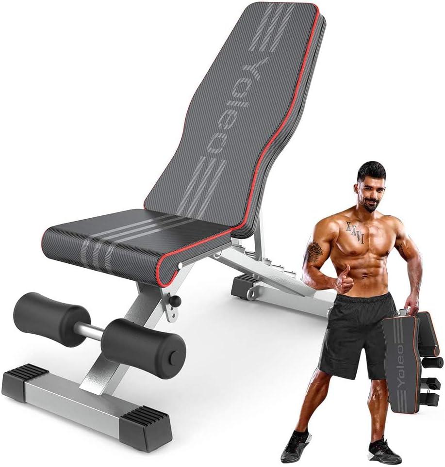 Yoleo Adjustable Weight Bench, 660LBS Stable & Foldable Workout Bench for Home Gym, Multi-Purpose Bench Press for Full Body Exercise or Strength Training Incline Decline Flat