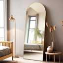Arched Floor Mirror, 58"18" Full Length Mirror with Stand, Freestanding, Aluminum Frame - Gold (59"L x 18"W, Gold)