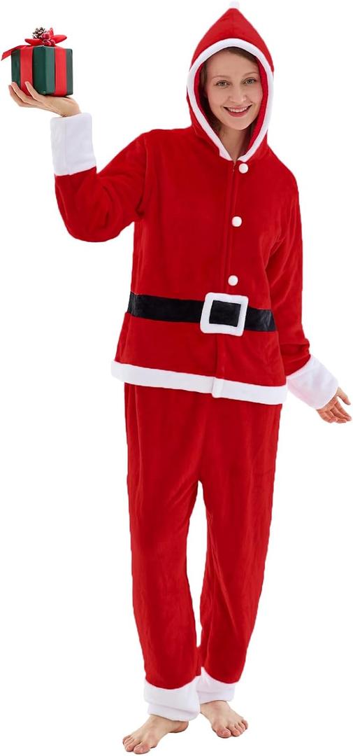 Unisex Adult Onesie Pajamas Animal One Piece Snug Fit Halloween Costume Sleepwear Homewear (Red)