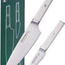 8 Inch Razor Sharp Chef Knife, High Carbon German Steel Blade with Comfortable Grip, Ideal for Meal Prep with Gift Box and 3.5 Inch Paring Knife, BBQ Knife (RUPA)