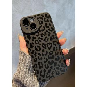 for iPhone 15 Plus Case 6.7 Inch 2023, Aesthetic Leopard Cheetah Print Phone Case for Women Girls Men, Slim Silicone Protective Phone Cover for iPhone 15 Plus, Black Leopard