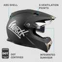Westt Dual Sport Motorcycle Helmet Off-Road Helmets for Adults, Dual Visor Motorcycle Helmet - Full Face ATV UTV Helmet Dirt Bike Motocross Helmets DOT Approved, Size: S (21.65-22.04 in)