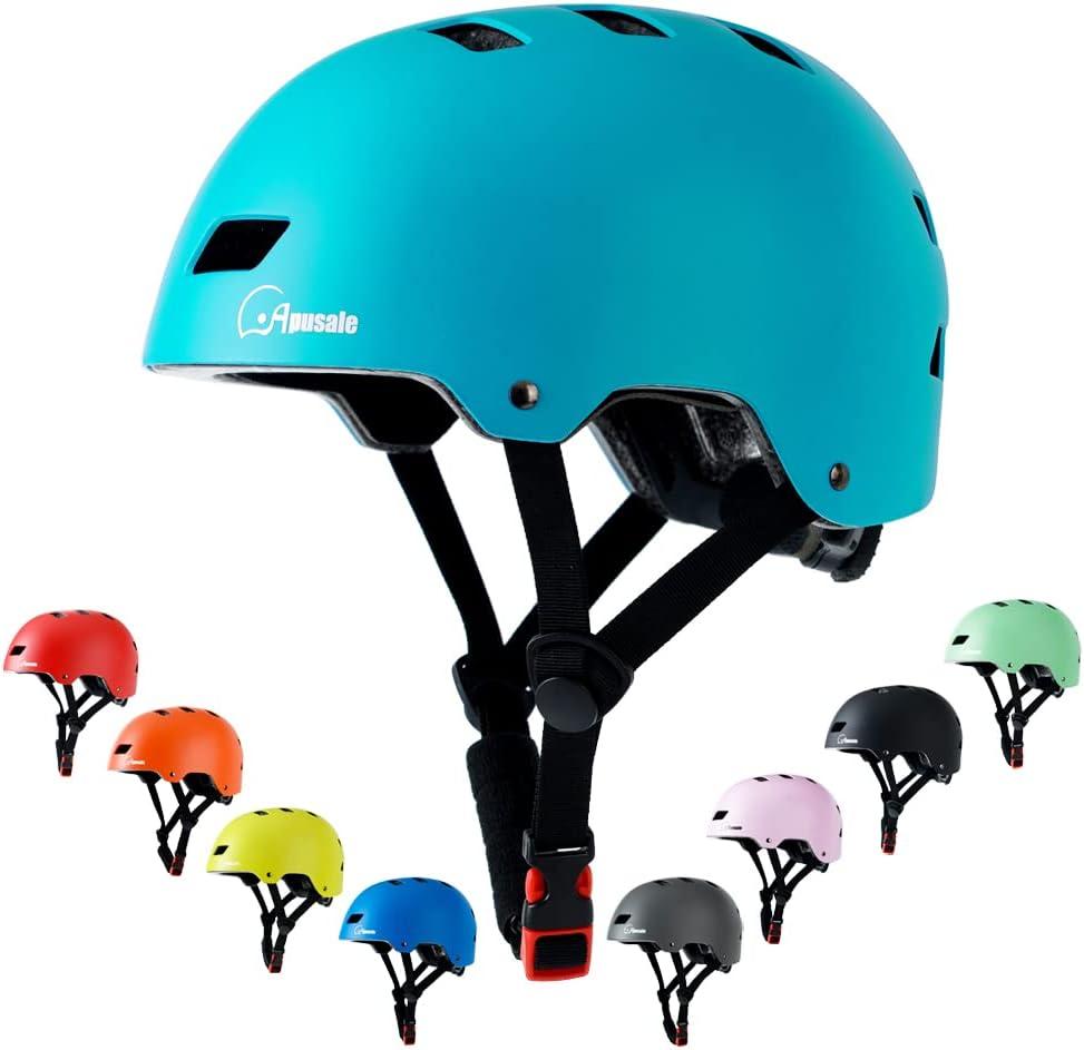Bike Skateboard Helmet, Adjustable and Multi-Sport for Skate Scooter, 3 Sizes for Adult Youth Kids Toddler (Small, Turquoise)