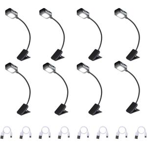 KunHe Rechargeable Book Lights for Reading at Night Small Book Light Bulk Clip on Reading Lights Lightweight Booklight as Christmas Stocking Stuffers for Kids Book Lovers 8 Pack