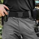 JUKMO Stretch Tactical Belt for Men, Military Work Rigger Hiking 1.5" Elastic Nylon Web Ratchet Quick Release Belt (Black, M)