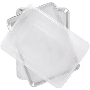 Nordic Ware Naturals Half Sheet Set - USA Made Aluminum Commercial Quality Sheet Pan for Baking or Roasting, Encapsulated Galvanized Steel Rim Prevents Warping, 2pk Half + Lid