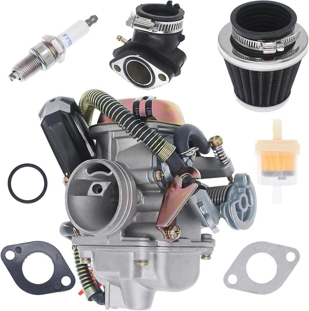 GY6 Carburetor 150cc for 4 Stroke 125cc 152QMJ 157QMJ Engines Electric Choke Motorcycle Scooter 24mm PD24J Carb with Intake Manifold