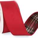 Ribbli Red Velvet Wired Ribbon with Metallic Plaid Reversible 2.5 Inch Christmas Ribbon for Gift Wrapping Christmas Tree Decoration Crafts Wreaths Supplies-Continuous 10 Yards