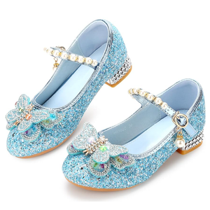 Girls Dress Shoes Mary Jane Princess Shoes Girls' Flats Glitter Low Heels Flower Wedding Party Footwear  25 Size