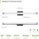ASD 36" LED Linear Vanity Light Fixture, Modern Bathroom Sconce 3 Color 3000K-5000K, Dimmable, 30W 2100LM, Energy Star & ETL Listed Over Mirror Makeup Slim Bar for Bedroom, Cabinets Black