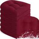 Thyle Outdoor Chair Cushions Set of 6 Waterproof Sun Protection Square Tufted Overstuffed Patio Furniture Seat Cushion for Patio Funiture Dining Indoor 19" x 19"(Wine Red)