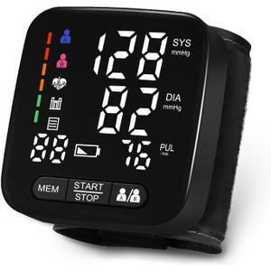 Wrist Blood Pressure Monitor, Tovendor Home Automatic Blood Pressure Cuff Wrist with 2 AAA Battery and Portable Carrying Case, 2 * 90 Reading Memory Dual Users Mode