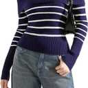 SUUKSESS Women Off Shoulder Sweaters Long Sleeve Ribbed Knit Going Out Fall Tops Blouse (Blue, XS)