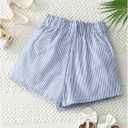 MakeMeChic Girl's Summer Shorts Elastic Waist Striped Bow Wrap Asymmetrical Cute Casual Shorts