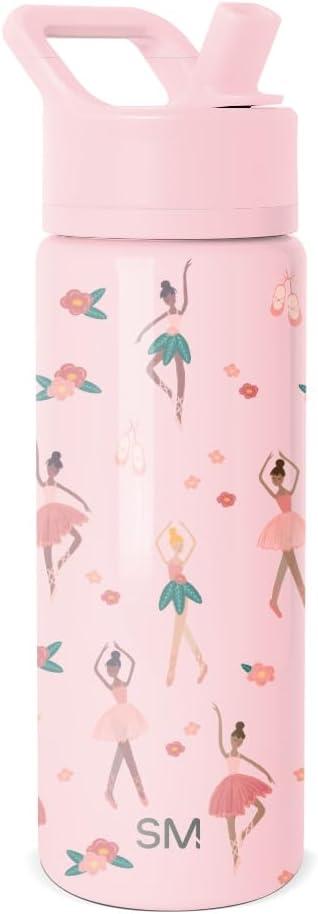 Simple Modern Kids Summit Water Bottle with Straw Lid | 18oz Stainless Steel Cup Insulated Tumbler for Toddlers, School | Pink Ballerina