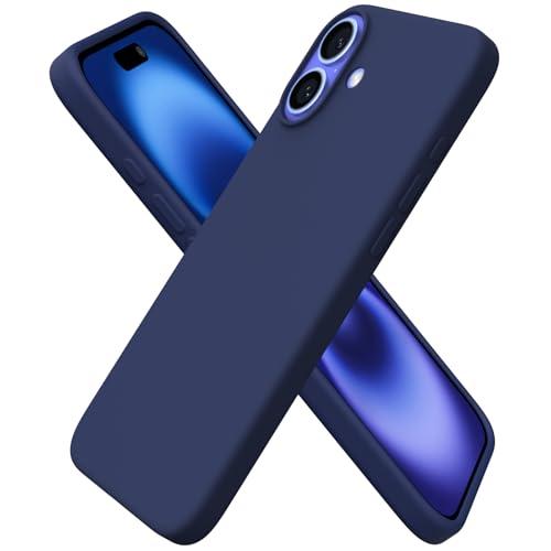 ORNARTO Compatible with iPhone 16 Plus Case 6.7, Slim Liquid Silicone 3 Layers Full Covered Soft Gel Rubber Phone Case Protective Cover 6.7 Inch, Dark Blue