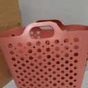 Portable Laundry Hamper with Handles - Foldable Rectangle Clothes Basket for Bedroom, Bathroom, Dorm, or Storage - Durable Plastic Laundry Organizer (Red, Large)