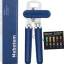 10 Colors Can Opener Manual Handheld Heavy Duty Hand Can Opener Smooth Edge Stainless Steel Can Openers Top Lid Kitchen Gadgets, Best Large Rated Easy Turn Knob, with Bottle Opener, Navy Blue