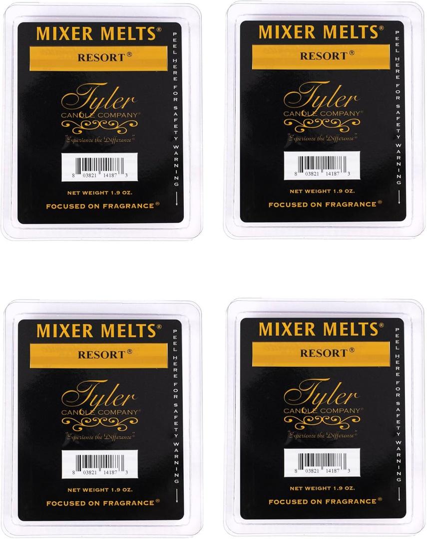 Resort 1.9 Ounce Scented Mixer Wax Melt Cubes for Tart Burner, Pack of 4