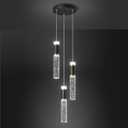 3-Light Pendant Lights Kitchen Island, Dimmable LED Pendant Light Fixtures, Black Gold Pendant Light Modern with Bubble Crystal Pendant Light, Pendant Lighting for Kitchen Island Dining Room