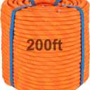 200ft 3/8 Inch Climbing Rope, Heavy Duty Arborist Rope, Nylon Rigging Rope for Tree Work, Bull (Orange)