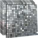 YMMXGE 10-Sheet Peel and Stick Metal Backsplash Tile Stick on Kitchen 3D Wall Decor Aluminum Mosaic Tiles for Bathroom, 12"x12"x0.15" (10, Mixed Silver)