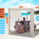 Beach Cabana 6.2"x6" Canopy, Fast Set up and Take Down, UPF 50+ UV Protection, Rainproof Beach Umbrella Shelter with Half Side Wall for Outdoor Patio Backyards Alfresco Eateries Pools Cafes Picnic