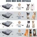 Orthopedic Rectangle Dog Bed for XL Dogs Up to 110lbs, Soft Fluffy Warm Extra Thick Pet Sofa Bed, Ergonomic Curved Crate Pad with Pillow & Non-Slip Bottom(Grey,47" L x 37" W x 8" Th)