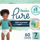 Pampers Baby Diapers - Pure Protection - Size 7, 60 Count, for up to 100% Leakproof, Premium Plant-based Skin Protection