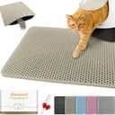 Waterproof Cat Litter Mat, Double Layer EVA, Odor-Free Large Grid, Urine Proof, Easy Cleanup (Khaki, 12 x 12)