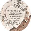 Mom and Dad Memorial Garden Stone, Durable Cement Outdoor Decorative Stones, Sympathy Gifts for Loss of Loved One, Remembrance Gift Memorial Stone Decor for Mom & Dad Grave Decorations for Cemetery