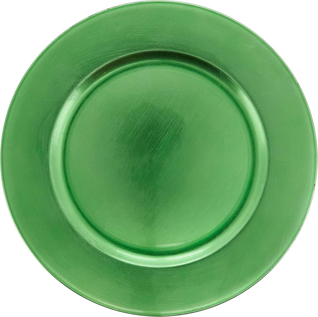 SARO LIFESTYLE Classic Design Charger Plates (Set of 4) (Green)