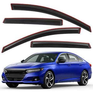 Lightronic Extra Durable Clip-on in-Channel Auto Vent Window Visor, Fits 2018-2022 Honda Accord Sedan, UV Protection Rain Guard, Original Wind Deflector, No-Drill Easy Install, Dark Smoke, 4-Pcs