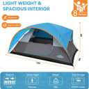 COBIZI 8-10 Person Camping Tent, 12x9FT Spacious Family Tents for Camping Ideal for Camping, Hiking, 3500mm Waterproof Double-Layer Windproof Tent for Hiking & Backpacking, Blue